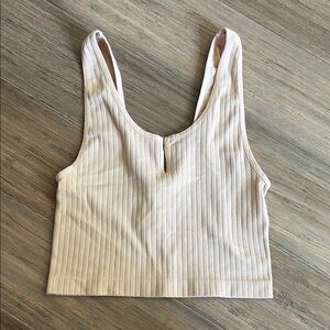 Forever 21 Cream Light Pink Ribbed Crop Tank top Small